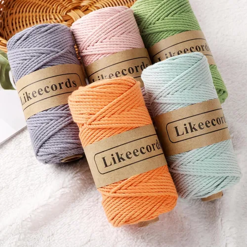 Vista 5 de Likeecords Cordón de algodón para macramé de 3mm x 100 metros, hilo torcido de 3 hebras, cuerda de macramé, hilo de algodón para macramé, cuerda