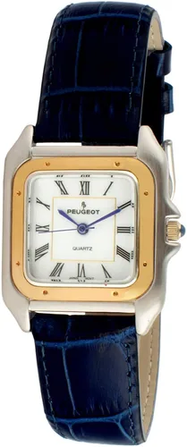 Vista 8 de Peugeot - Reloj de vestir de dos tonos con forma de tanque para mujer con correa de cuero de diseñador