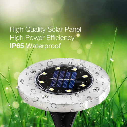 Vista 5 de ExpertPower Luz de suelo alimentada por energía solar para vacaciones de Navidad, 8 luces LED impermeables para patio con sensor oscuro