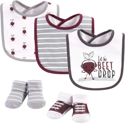 Vista 259 de Hudson Baby Conjunto de babero y calcetines unisex de algodón para bebé