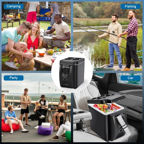 Vista 4 de CAYNEL Termoeléctrico Personal de 12V 6 Cuartos, Capacidad de 6 Litros, Enfriador Calentador Eléctrico Portátil con 12V DC, Refrigerador Pequeño