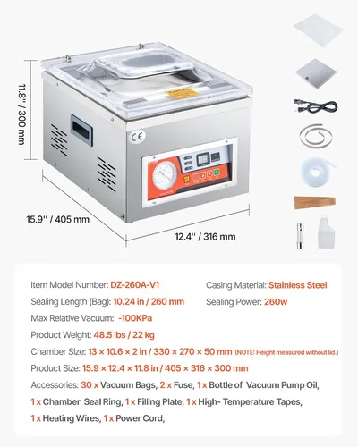 Vista 7 de VEVOR Chamber Vacuum Sealer 260W Sealing Power 10.2 Inch Sealing Length
