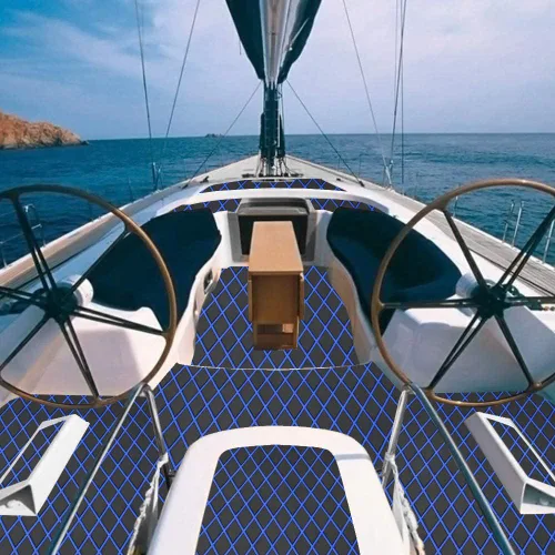 Vista 3 de 102.3" X 45.2" pulgadas, patrón de diamante, cubierta marina autoadhesiva, suelo de barco, cubierta de espuma EVA marina, antideslizante, para Gris