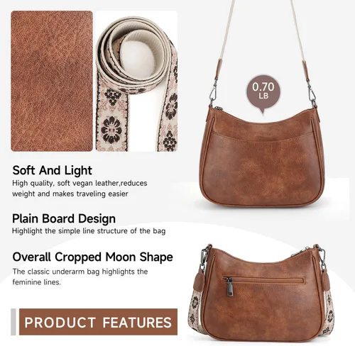 Vista 5 de APHISON Bolso cruzado de cuero moderno con correa ajustable, bolso de hombro para mujer