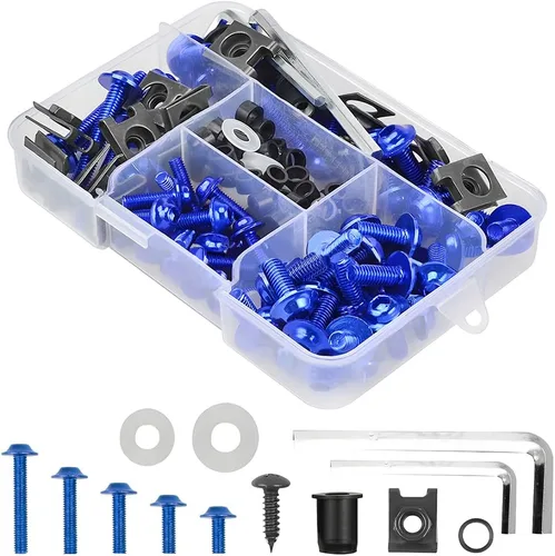 Vista 15 de Kit de pernos de carenado de motocicleta, 177 piezas M5 M6, tornillos para parabrisas de motocicleta, kit de cierres de pernos de carenado de Negro
