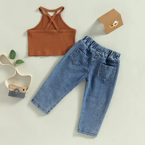 Vista 6 de GOOCHEER Conjunto de ropa de manga larga para niña pequeña, camisa y pantalones para niña, conjunto de ropa de primavera, otoño e invierno