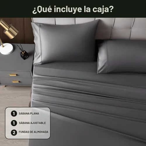 Vista 8 de Shilucheng - Juego de sábanas de 4 piezas, sábanas refrescantes, transpirables y suaves de mezcla de rayón derivado de bambú y con bolsillo profundo