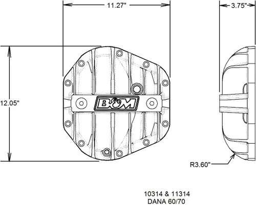 Vista 2 de B&M 10314 Tapa diferencial para Dana 60/70