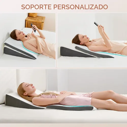 Vista 6 de Vekkia 2 piezas de almohada en forma de cuña para apnea del sueño, almohada en forma de cuña para reflujo ácido, espuma viscoelástica independiente