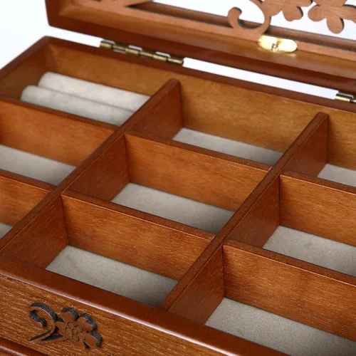 Vista 5 de Changsuo Joyero de madera para mujer, con cajones, organizador de almacenamiento de joyas mediano