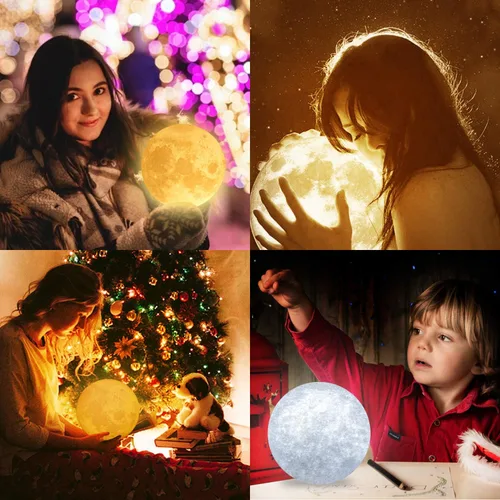 Vista 2 de K KENON Lámpara de luna 3D grabada para esposa, impresión 3D personalizada de 5.9 pulgadas, regalo de luz lunar para esposa, regalo de Navidad