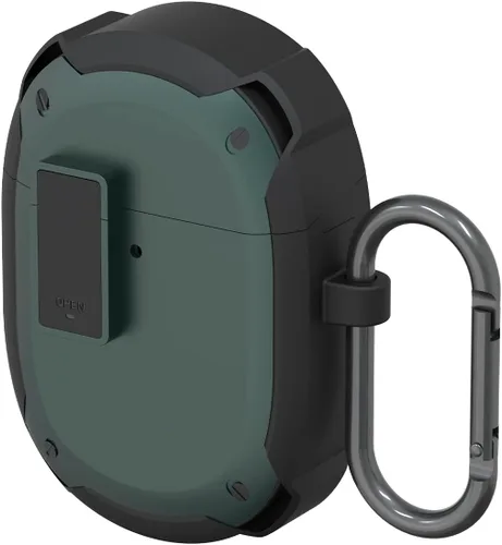 Vista 7 de Geekria Funda de PC compatible con auriculares inalámbricos Google Pixel Buds A, funda protectora de transporte con gancho para llavero, acceso al