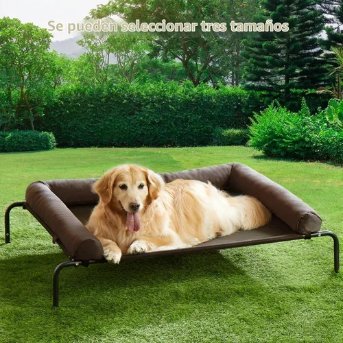 Vista 2 de Cama elevada refrescante para perros grandes – Cuna elevada impermeable con reposacabezas inclinado, malla Teslin transpirable, cama duradera