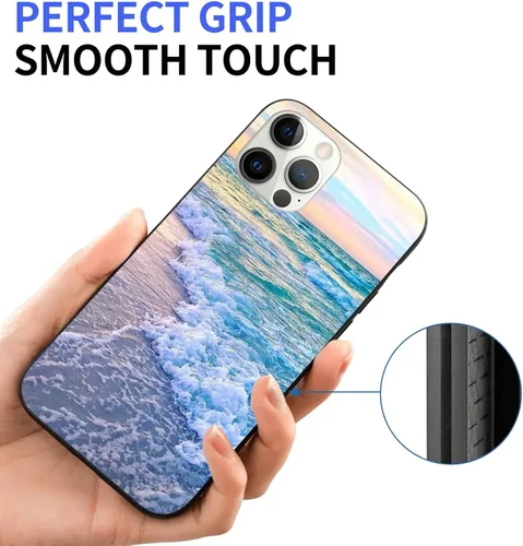 Vista 2 de Funda compatible con iPhone 11, funda estética Beach Wave Sunset Glow para iPhone, protección contra caídas, delgada, a prueba de golpes, funda