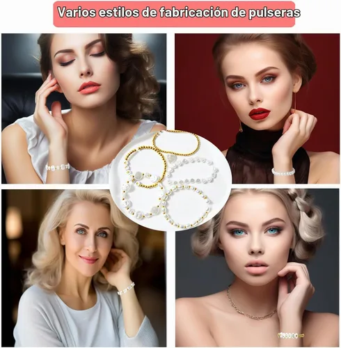 Vista 5 de XKCWXY Kit de cuentas de perlas para fabricación de joyas, abalorios de imitación de acrilonitrilo butadieno estireno (ABS), 10 estilos de cuentas