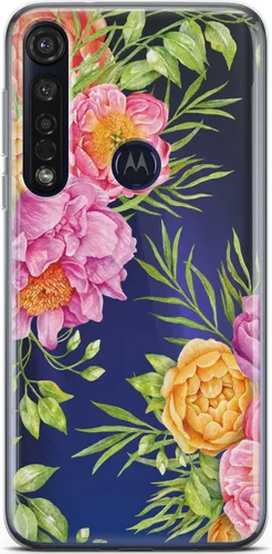 Vista 7 de Mertak Funda de teléfono compatible con Motorola Edge + Moto G9 G8 Plus G7 Play Power Z4 Otoño Ligero TPU Flexible Diseño Delgado Rosas Flores
