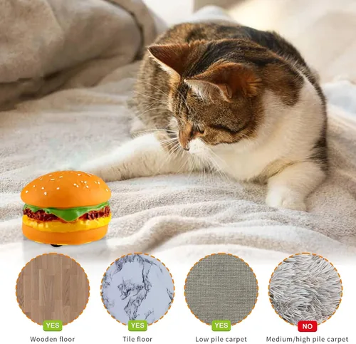 Vista 6 de Ufurty Hamburguesas de control remoto, juguetes de broma de animales, juegos interactivos para gatos, para Halloween, día de los inocentes, fiesta