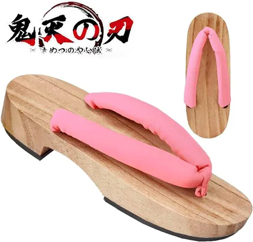 Vista 2 de Meaniny Zuecos de madera para mujer estilo Kamado Kochou para cosplay pantuflas Geta japonesas