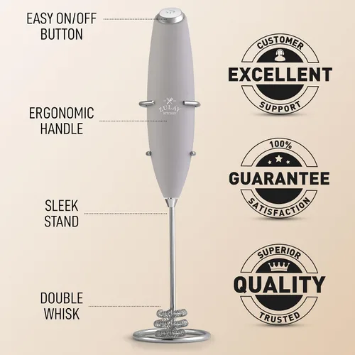 Vista 334 de Zulay Milk Boss Espumador de leche potente manual, hace espuma para latte, batidor para mezclar bebidas, café, miniespumador para capuchino, frappé