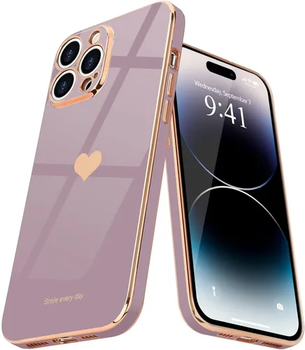 Vista 12 de Teageo Funda para iPhone 14 Pro Max para Mujeres y Niñas Lindo Corazón de Amor Lujoso Chapado Suave Brillante Cubierta Trasera Elevada Protección