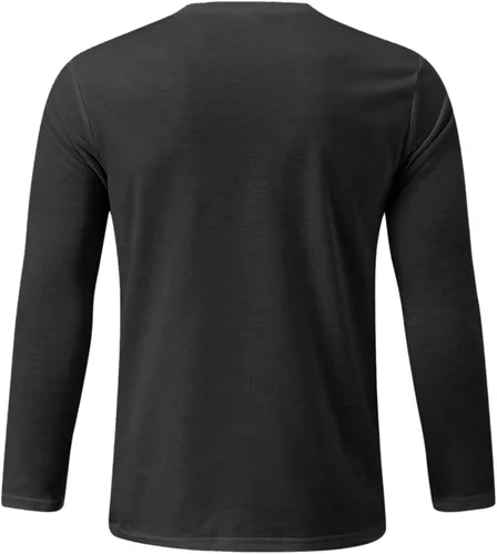 Vista 3 de Camisas feas de Navidad para hombre, traje divertido impreso, novedoso, camisa de esmoquin con cuello redondo, manga larga, fitness, atlético