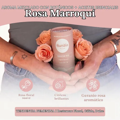 Vista 4 de Humble desodorante sin aluminio con bicarbonato de sodio, rosa marroquí