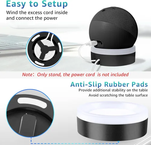 Vista 5 de Soporte para Echo Dot 4ª/5ª generación, soporte de mesa con guía de luz, efecto de luz mejorado, accesorios Dot 4/5 que ahorran espacio con gestión