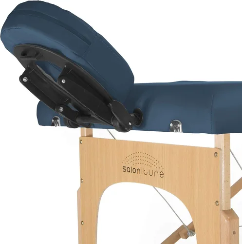 Vista 3 de Saloniture Mesa de masaje portátil profesional con respaldo - azul