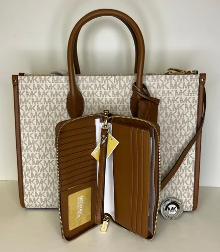 Vista 2 de Michael Kors Mirella MD EW - Bolsa de mano con logotipo grande continental y gancho para bolso