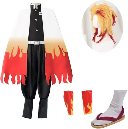 Vista 2 de Cosplay Anime Demonio Slayer Kimetsu no Yaiba Rengoku Kyoujurou disfraz