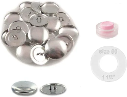 Vista 5 de i Craft for Less - Botones tamaño 60 (1 1/2") para cubrir/autocubrir botones con respaldo de alambre – Cantidad 25 (con plantilla de plástico)