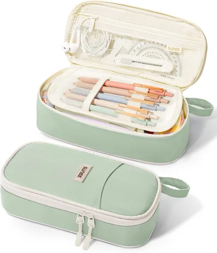 Vista 17 de Estuche Lindo para Lápices SUNEE, Funda Estética para Bolígrafos, Bolsa Grande para Lápices de Color con Cremallera, Almacenamiento y Organizador
