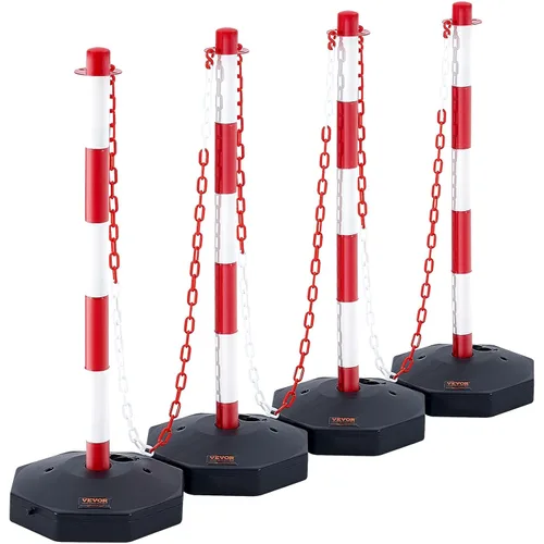 Vista 12 de VEVOR Conos de poste delineador de tráfico ajustable, paquete de 4, barrera delineadora de seguridad de tráfico con base rellenable de 8 pies