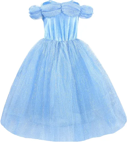 Vista 2 de GJDAMFD Disfraz de princesa de mariposa azul con accesorios para niñas pequeñas
