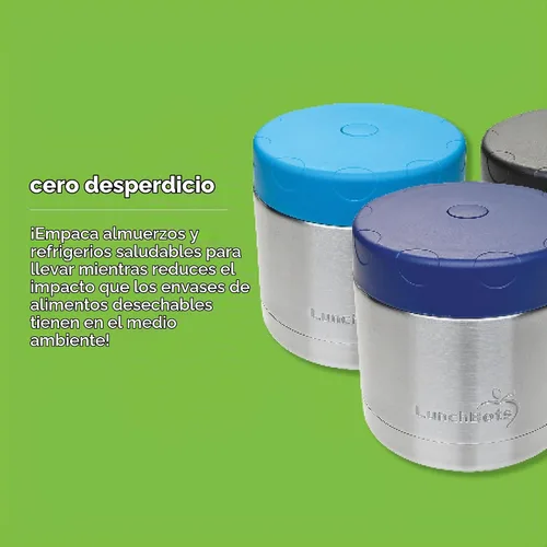 Vista 4 de LunchBots - Tarro de alimentos de acero inoxidable aislado de boca ancha de 16 onzas, color aguamarina