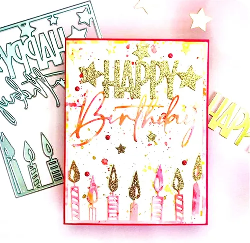 Vista 4 de Troqueles troquelados para hacer tarjetas, álbumes de recortes de metal, feliz cumpleaños, tema de tarta, troqueles de corte, bricolaje, álbum