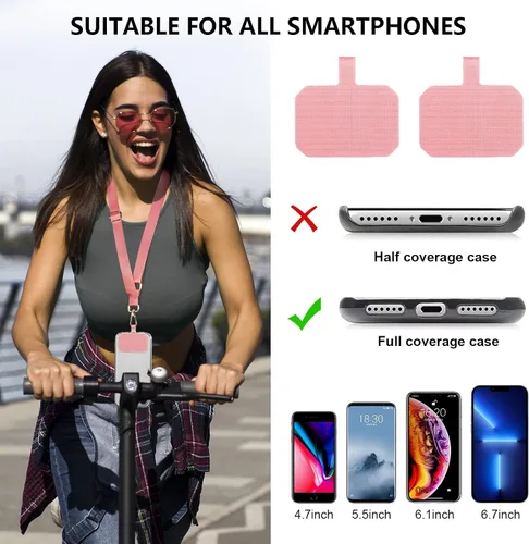 Vista 3 de Cordón cruzado para teléfono celular, correas ajustables para el cuello para el hombro con cordón de muñeca, almohadillas de sujeción para teléfono