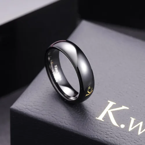 Vista 9 de King Will Alianza de boda de carburo de tungsteno para hombres y mujeres, anillos de promesa para parejas abovedados de alto pulido