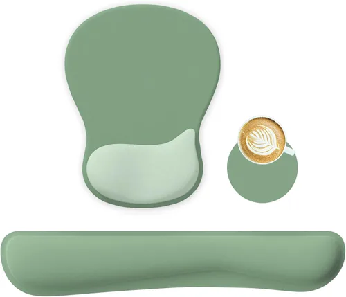 Vista 12 de Soporte de reposo para muñeca para conjunto de alfombrilla de ratón y teclado, posavasos circular, alfombrilla de ratón gaming, conjunto ergonómico