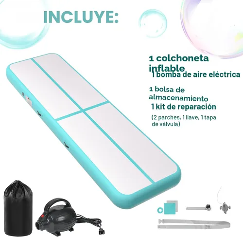 Vista 7 de Colchoneta inflable de gimnasia de 6, 10, 13, 16, 20 pies, 4/8 pulgadas de grosor, con bomba de aire eléctrica para uso doméstico, entrenamiento