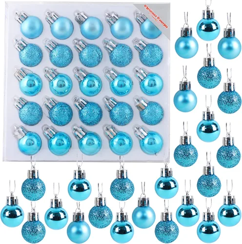 Vista 17 de Christmas Concepts® Juego de 25 mini bolas para árbol de Navidad - 25 mm - Adornos colgantes decorados con acabado brillante, mate y purpurina