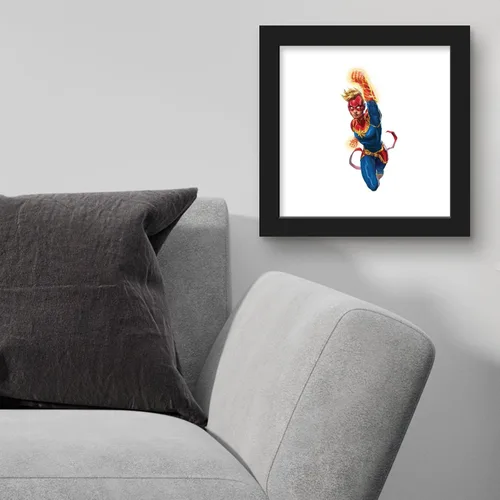 Vista 4 de Trends International Gallery Pops Marvel Comics Avengers - Póster de pared de Capitana Marvel, 12 x 12 pulgadas, versión enmarcada en negro