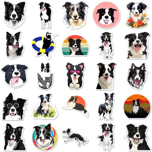 Vista 2 de 50 calcomanías para perros Border Collie, lindas calcomanías de vinilo impermeables para decoración de laptop, botella de agua, teléfono, ventana