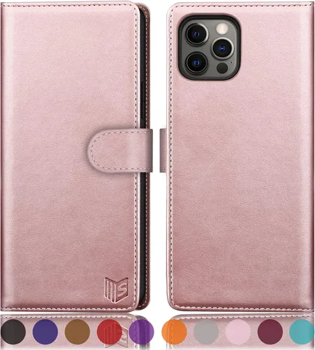 Vista 14 de SUANPOT Funda tipo cartera para iPhone 13 Pro Max 6.7 5G con bloqueo RFID, tarjetero y tarjetero, de piel sintética, a prueba de golpes, para Apple