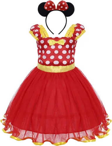 Vista 30 de IWEMEK - Maillot de ballet con diadema para niña con lunares, disfraz con diadema, leotardo