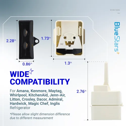 Vista 2 de BlueStars 2 Paquetes W10613606 Relé de Arranque y Capacitor para Compresor de Refrigerador - Compatible con Refrigeradores Whirlpool KitchenAid