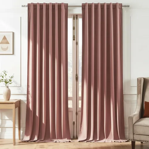 Vista 22 de Timeper Cortinas opacas de terciopelo negro de 42 pulgadas de ancho x 84 pulgadas de largo, cortinas opacas para dormitorio, sala de estar, cortinas