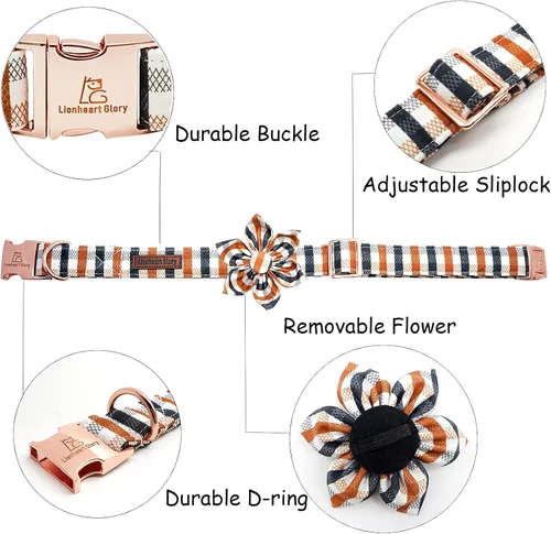 Vista 2 de Lionheart Glory - Collar de perro estampado con flor - Resistente, ajustable, protección contra caídas para cachorros XS