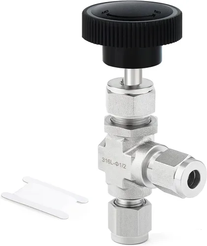 Vista 62 de TAISHER Válvula de aguja de acero inoxidable 316 con mango de rueda 1/2 "NPT macho x 1/2" NPT hembra