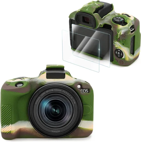 Vista 8 de VOVMOEYA Compatible con Canon EOS R50 - Kit de accesorios para funda de cámara [con 2 películas LCD templadas], funda protectora de cámara